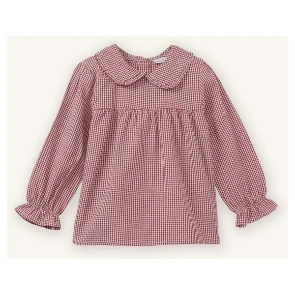 DeFacto Pötikareli Poplin Gömlek Kız Bebek, 5-6 Yaş, G8135A526SP, Bordo-BR229, Kız bebek