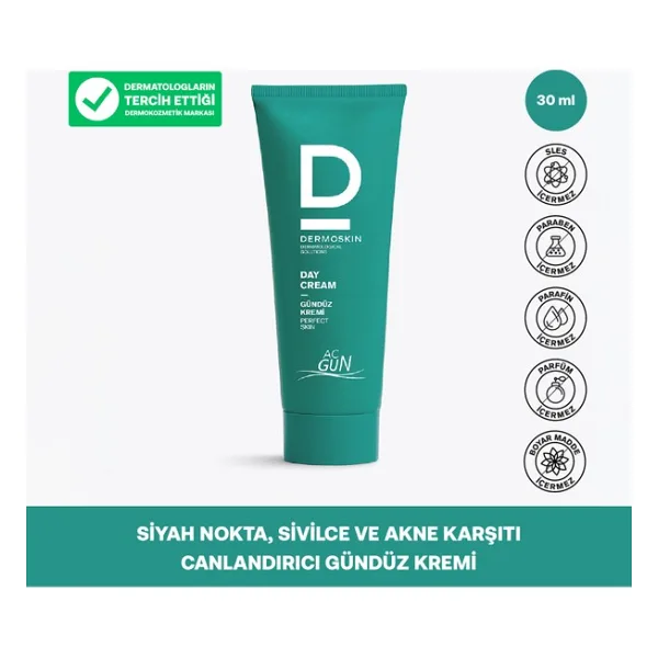 Dermoskin Akneli Ciltler İçin Gündüz Kremi Siyah Nokta & Akne Karşıtı Salisilik Asit 30 ml