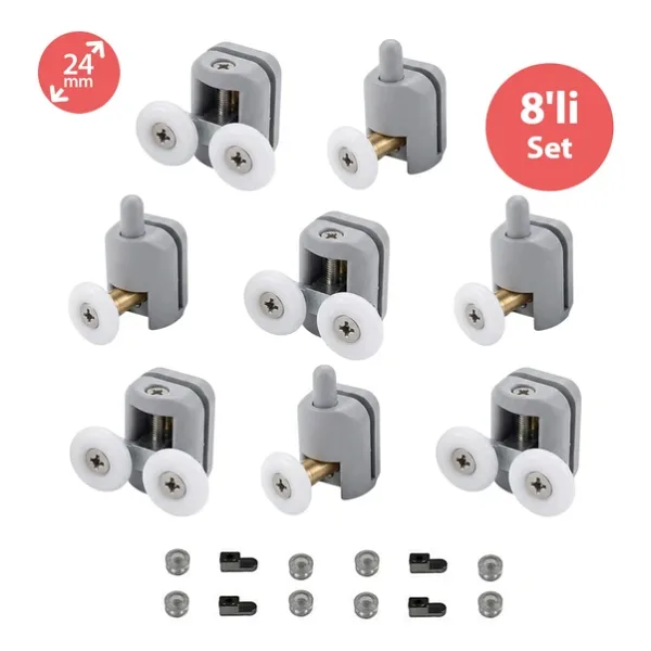 Duşakabin Tekerleği 8Li Set Teker Çapı 24 Mm