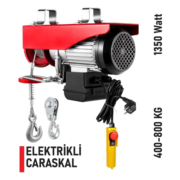 Elektrikli Motorlu Vinç Caraskal 800-1000 Kg 220V 20M Halat Zincir Kaldırma Makinesi Kumandalı