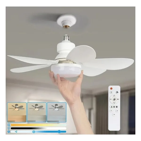 Fanlight E27 Duy Uyumlu 30W Led Aydınlatmalı 5 Pervaneli Tavan Vantilatörü - Pratik ve Şık Serinletici - Beyaz