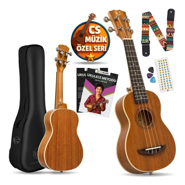 Fourtune Sydra UKS-21M Soprano Ukulele Maun Ağacı Profesyonel Ukulele Seti