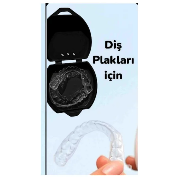 Gece Plağı Saklama Kutusu Siyah (2 Adet) Diş Plak Kabı - 01-Siyah