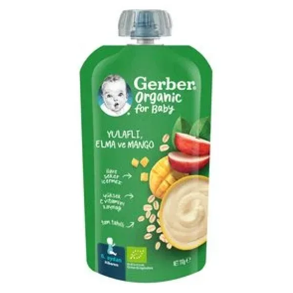 Gerber Organik Yulaflı Elma ve Mango Püresi 110 gr