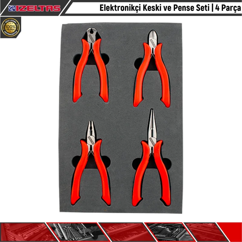 İzeltaş 3560002104 4 Parça Elektronikçi Keski Pense Seti