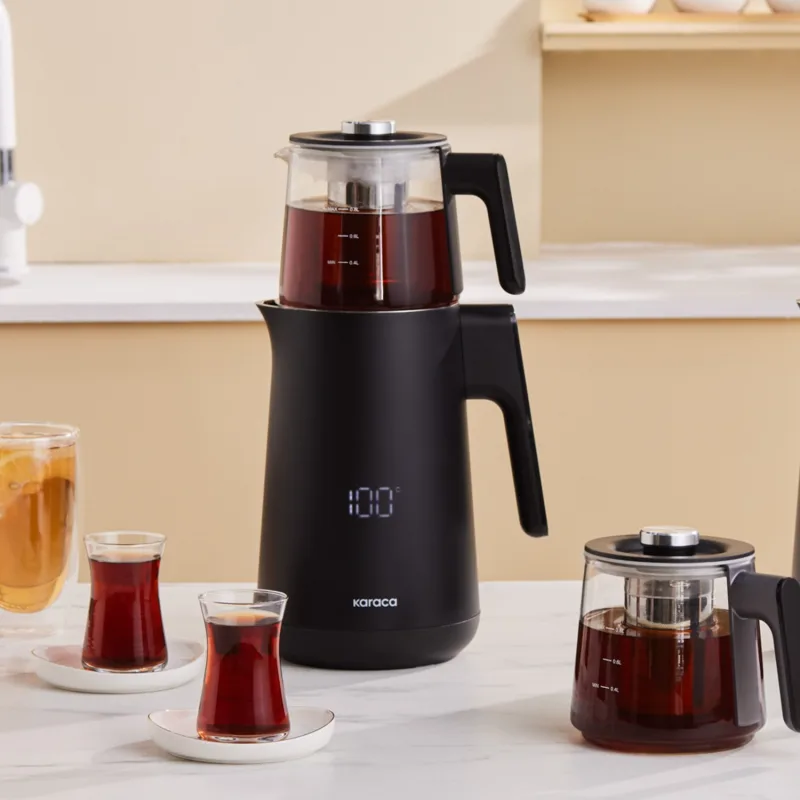 Karaca Cool Touch 1502 1500 W Cam Demlikli Black Çay Makinesi
