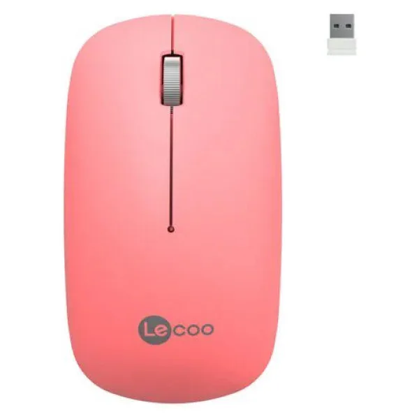 Lenovo Lecoo WS214 Pembe Sessiz Ergonomik Optik Kablosuz Mouse
