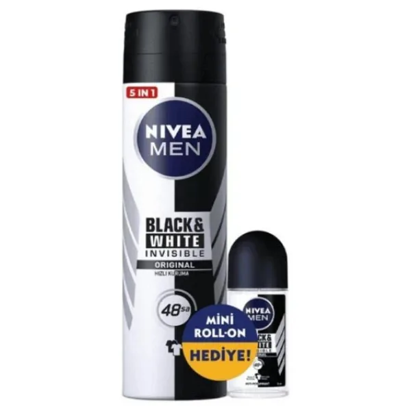 Nivea Men Invisible Black & White Original 150 ml + Roll-On 25 ml Seti