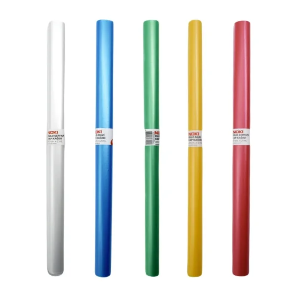 Noki Defter Kabı Rulo 5 Renk Set 40 cm x 2 mt Şeffaf Mavi Kırmızı Sarı Yeşil