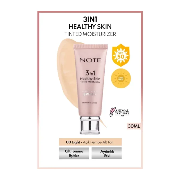 Note 3 In 1 Healthy Skin Tinted Moisturizer SPF 50 00 Light 30 ml BB Krem