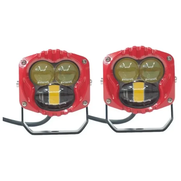 Offroad Sis Lambası Sarı-Beyaz Set Kırmızı Çerçeve 7.3 X 6.8 X 6.8 Cm 12-30V / Lass369-1
