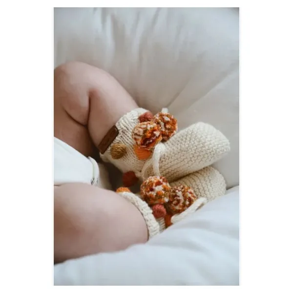 Oh La la Koala Ponponlu Örgü Patik Bebek 0-12 Ay