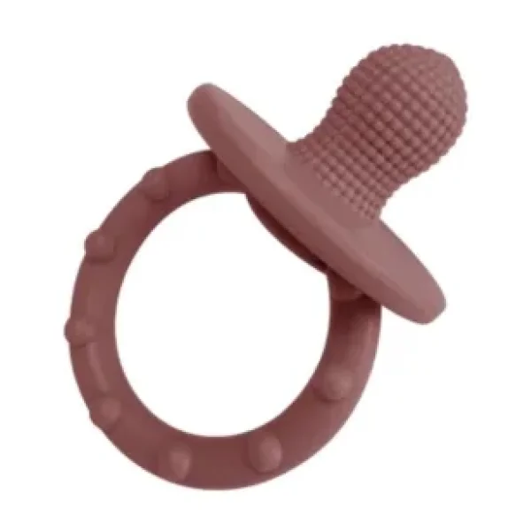 OiOi Silikon Diş Kaşıyıcı - Velvet Rose, Yumuşak Dokulu, Emzik Şeklinde, Diş Sağlığına Uygun, Bebekler İçin Tasarlanmış, 3 Aydan İtibaren