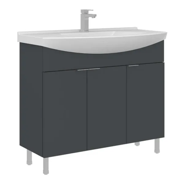 Orka Purus 100 Cm Mat Antrasit Banyo Dolabı Alt Modül Lavabo (Ayaklı)