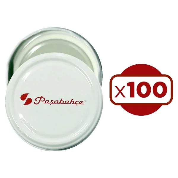 Pasabahce 100 Adet Konserve Kavanoz Kapağı Metal Beyaz Silikonlu Kapak