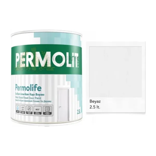 Permolit Permolife Su Bazlı Amerikan Panel Kapı Boyası Beyaz 2.5 Lt