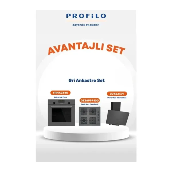 Profilo 3'lü Gri Ankastre Set FRMA234G + OE36P9P10D + DVK6J479