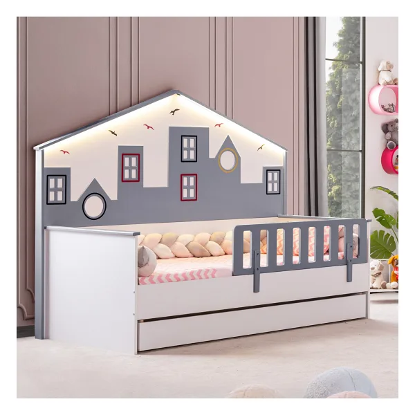 Setay Mobilya City Gri 90x190 cm Yavrulu Montessori Karyola