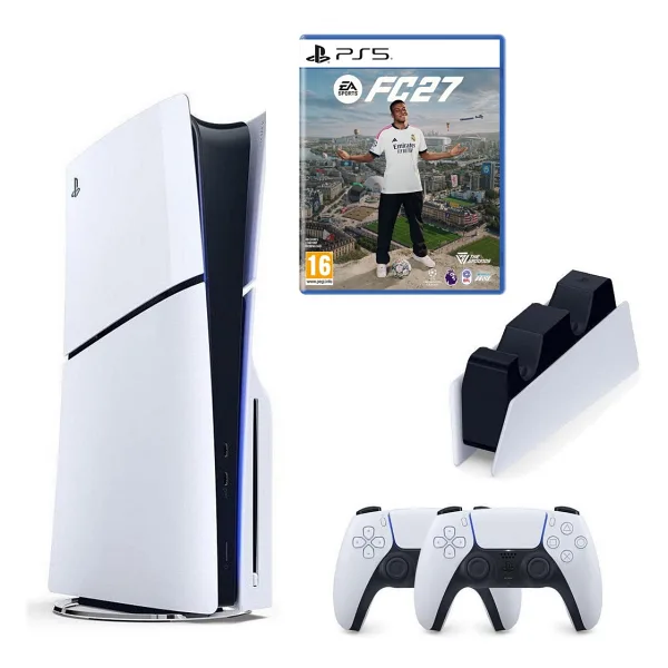 Sony Playstation 5 PS5 Slim CD Li + 2.Kol + Fc 27 Oyunu + Sony Şarj İstasyonu
