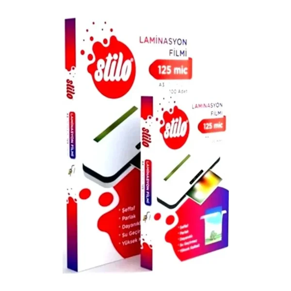 Stilo Laminasyon Film A3 125Mic Pvc Kaplama Tekli 10 Adet