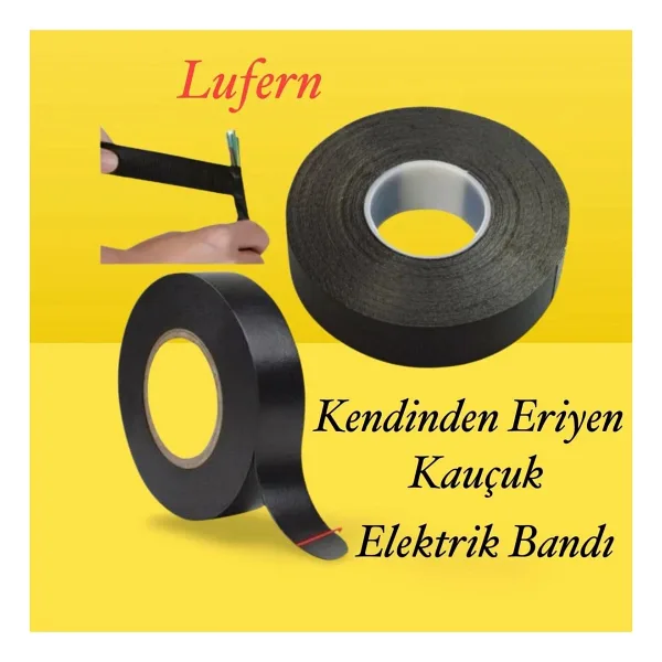 Süper Güçlü 1 Adet Siyah Kauçuk Kendinden Eriyen Bant Elektrik Sızdırmazlık Bandı 5 Mt 1.9 Cm
