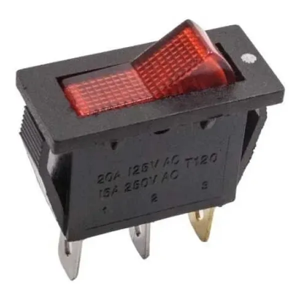 T120 Tekli Dar Işıklı On/Off Anahtar - Kırmızı