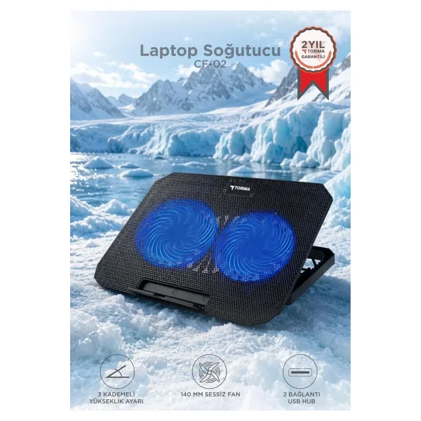 Torima Laptop Soğutucu Çift Fanlı Ayarlanabilir Dizüstü Bilgisayar Soğutma Fanı CF02