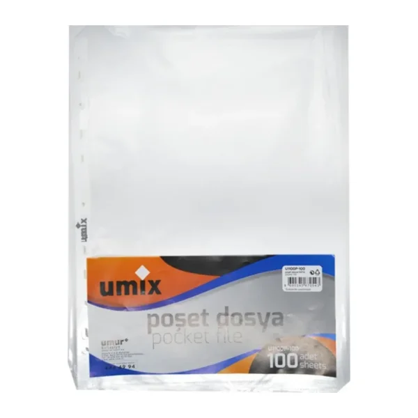 Umix Şeffaf Poşet Dosya 100 Lü (1 Paket)