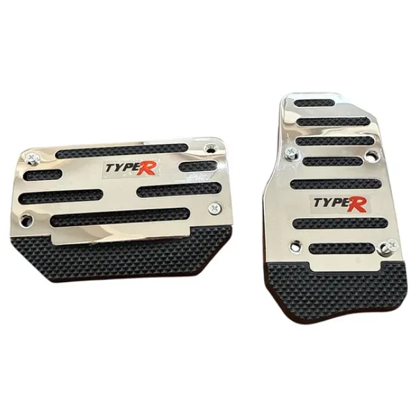 Universal Otomatik Metal Pedal Seti 2 Parça Krom Siyah
