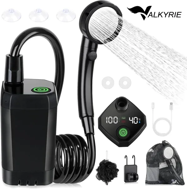 Valkyrie Akıllı Led Ekranlı Taşınabilir Duş & Su Pompası - Kamp Bahçe Ve Seyahat İçin Şarjlı Kolay Kurulum