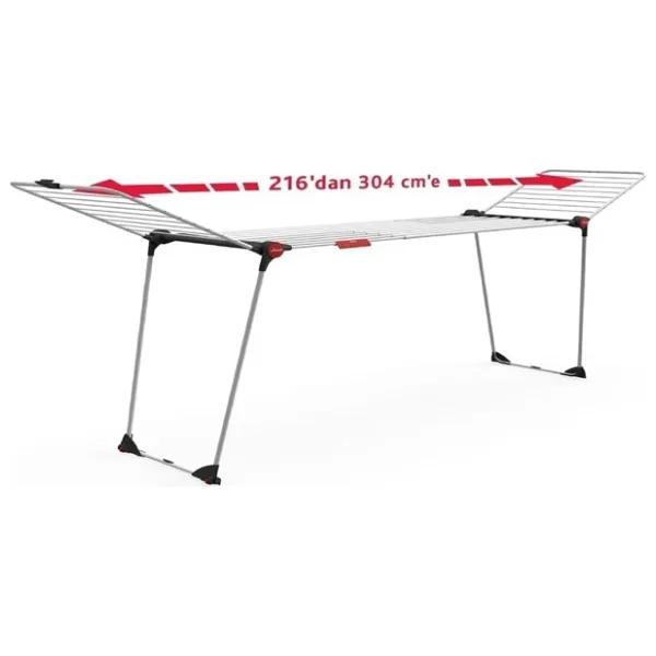 Vileda Infinity Flex 2 metre'ye kadar uzatılabilir, 30 metre kurutma alana sahip çamaşır kurutmalığı