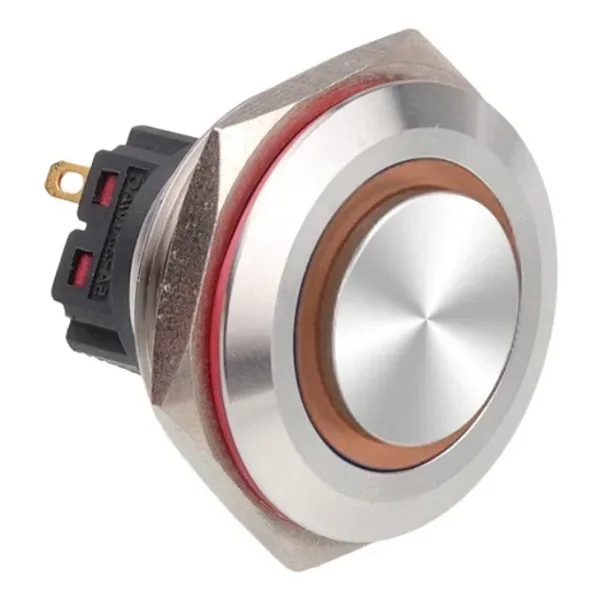 WD28B-G1-E 28mm Çıkık Yaylı Işıklı Metal Buton - Sarı