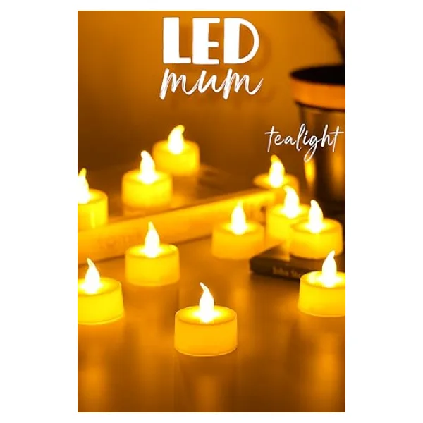 12 Adet LED Mum Tealight Mini Dumansız Pilli Alevli Dekoratif Yapay Mum Işıldak Beyaz 1036-2