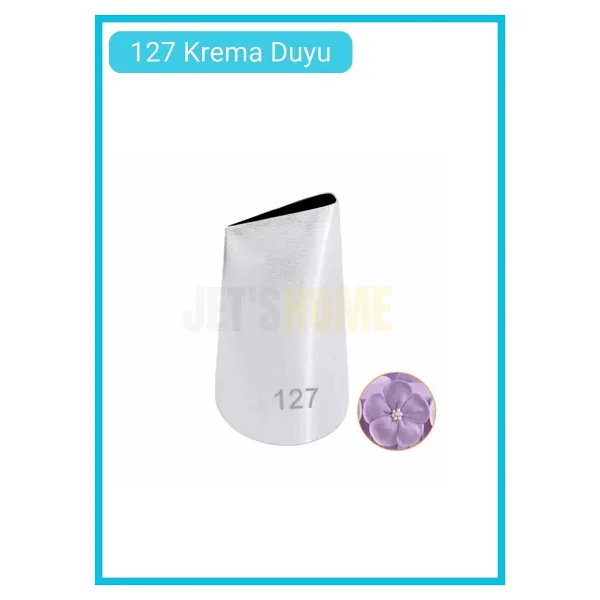 127 Gül Yaprak Desen Krema Duyu Büyük Boy Pasta Duyu Paslanmaz Çelik Krema Torbası Ucu 2.5x2.0x4.0 cm