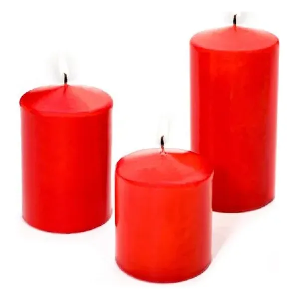 3'lü Kırmızı Silindir Mum Seti (5,5 cm-7,5 cm-10 cm)
