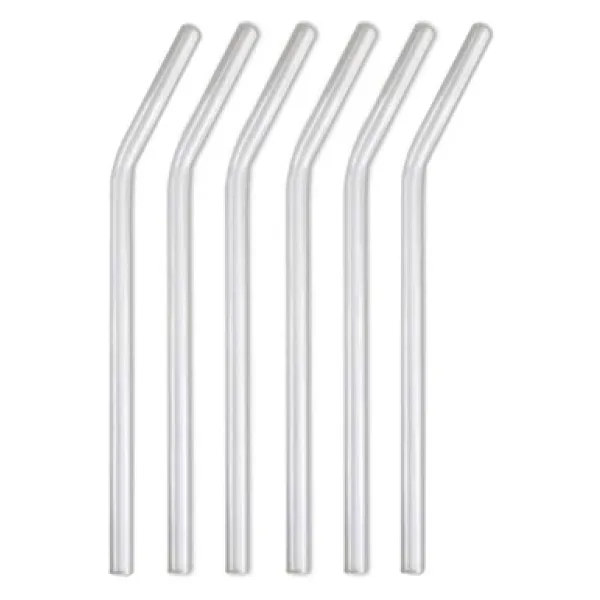6 Adet Kokteyl Sunum Pipeti Cam Pipet Isıya Dayanıklı Eğimli 20cm Şeffaf Cam Pipet Tekli