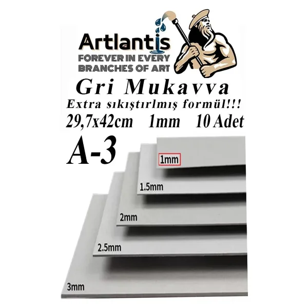 A3 Mukavva Gri 1.0Mm 10 Adet 1 Paket 29.7X42 Cm A-3 Mukavva 1,0 Mm Kalinliginda A-3 Mukavva