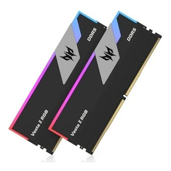 Acer Predator Vesta Iı Ddr5 Rgb Ram 32GB (16GBX2) CL36 6000MHZ'E Kadar - Intel Xmp 3.0 ve Amd Expo - Pc Bilgisayar Oyun Ram'i (Siyah)