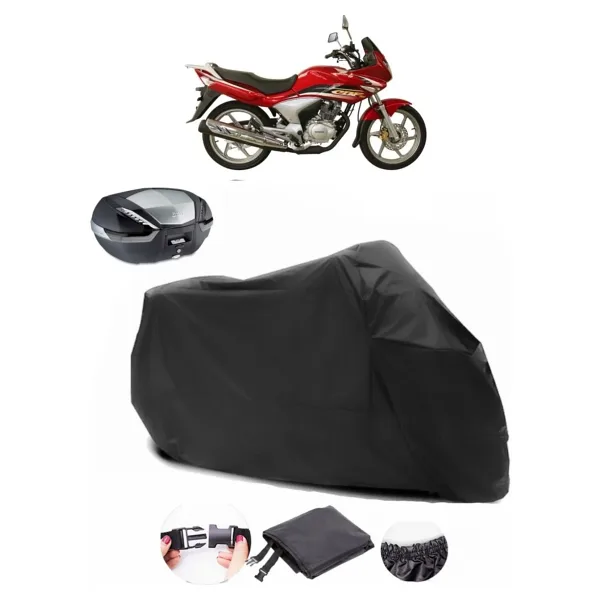 AutoEN Honda CBF 150 Arka Çanta Uyumlu Siyah Motosiklet Branda Su Geçirmez Dayanıklı Kumaş