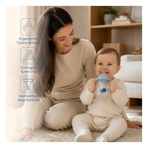 Babyjem Damlatmayan Suluk Alıştırma Bardağı 250 ml Gri