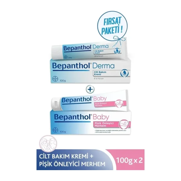 Bepanthol Cilt Bakım Kremi 100 gr + Baby Pişik Merhemi 100 gr Avantajlı Aile Bakım Seti