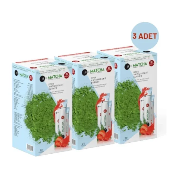 Bilge İlaç Matcha Premium Japanese Premium Japanese Çilek Aromalı Detox Burner Form Matcha Çayı 3 Kutu