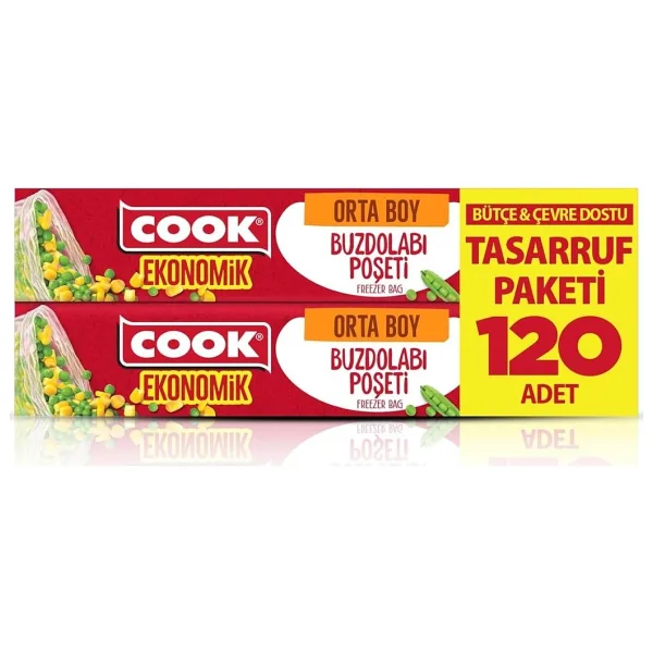 Cook Ekonomik Buzdolabı Poşeti, Orta Boy, 24 x 35 cm, 120 Yaprak