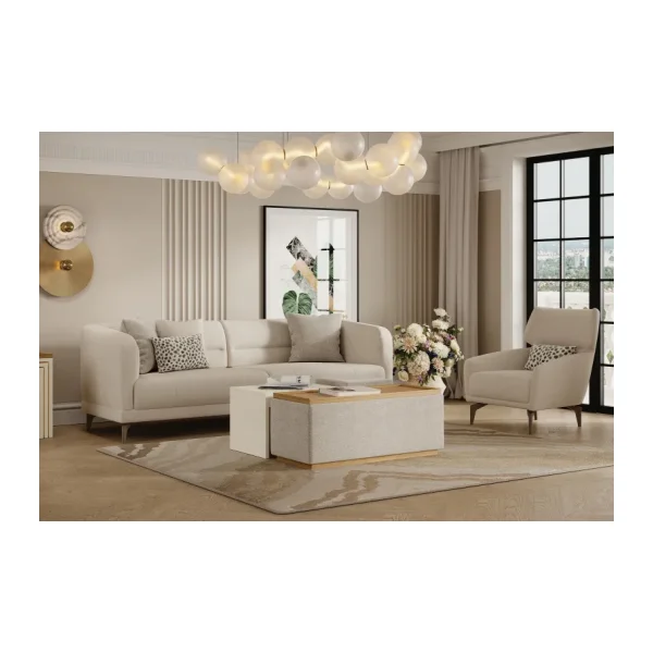 Enza Home Marsana 3'lü Yataklı Koltuk - Krem
