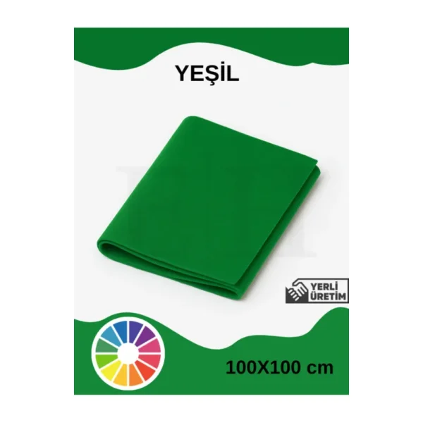 EUROLUXE Yeşil Renk Metrelik Ince Keçe Kumaş Keçe 1 Mm Aktivite Keçesi Renkli Keçe 1 Metre (100 Cm X 100 Cm)