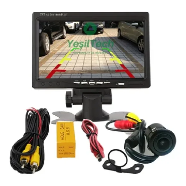 EXVOL 7 Inc Hd Araç Içi Monitör Park Kamerası Hediyeli Mesafe Çizgili 2 Kanal Girişli