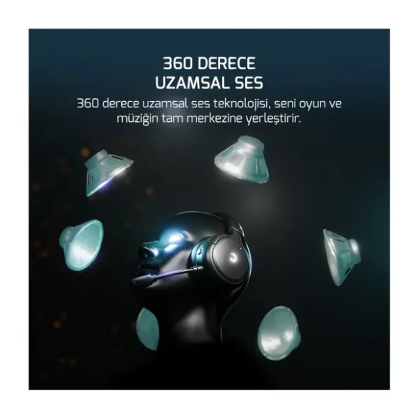 Gamepower Aero Ultra 7.1 USB Kablolu/Kablosuz Kulak Üstü Oyuncu Kulaklığı - Görsel 3