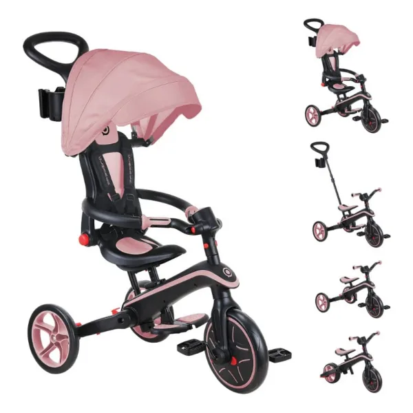 Globber Explorer 4 in 1 Koyu Pastel Pembe Katlanabilir Bebek Bisikleti