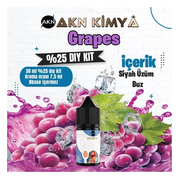 Grapes Yoğun Dıy Kit Siyah Üzüm Buz Gıda Aroması %25 Oranda Aroma İçerir (Hazır Değildir )