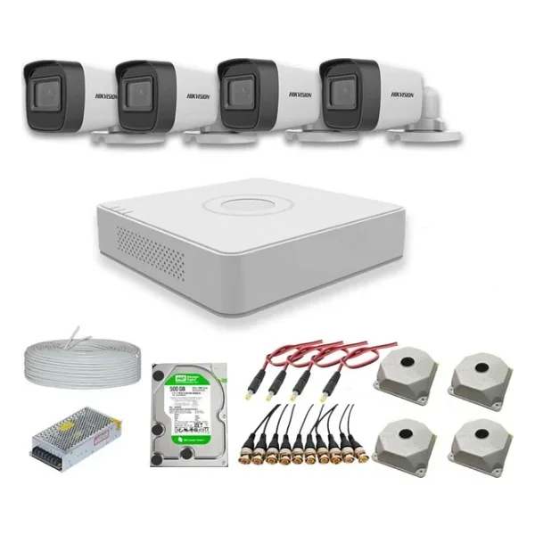 Hikvision 2mp 4 kameralı Dış ortam AHD HD-TVI Full Kamera Seti 500GB Disk